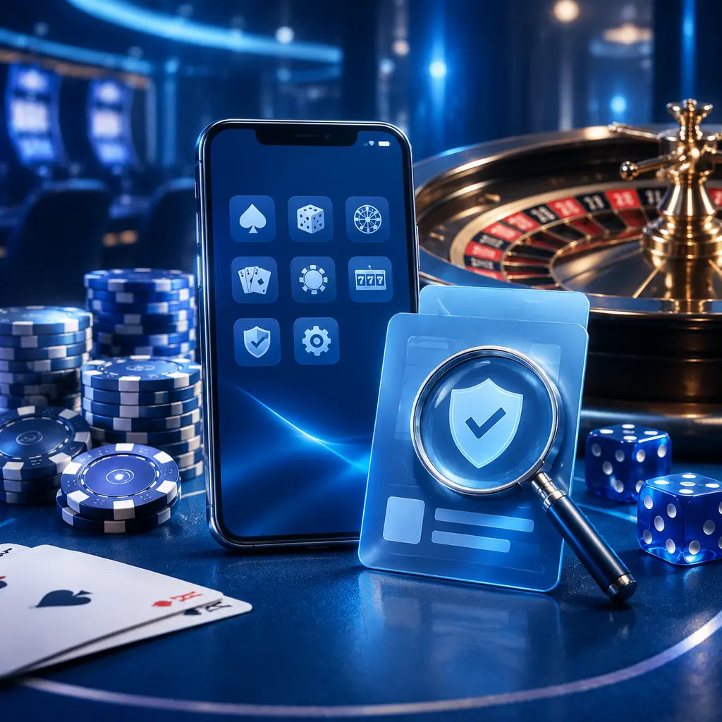 Ponsel dan simbol pemeriksaan aplikasi di samping roulette