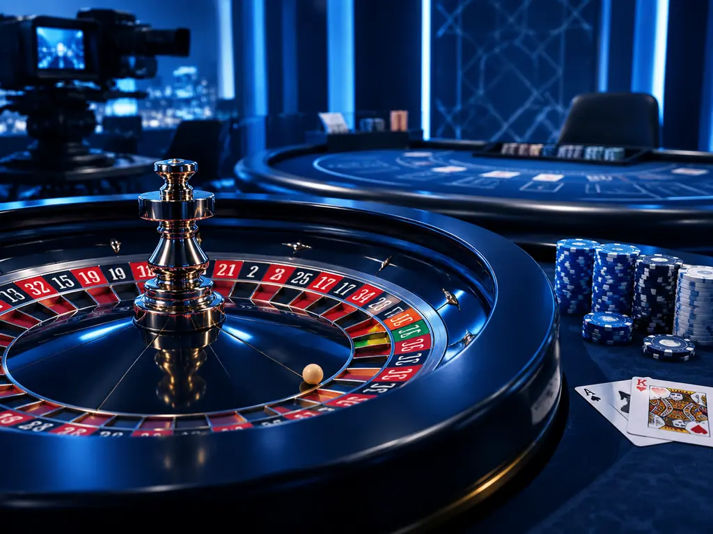 Kamera produksi mengarah ke meja casino live