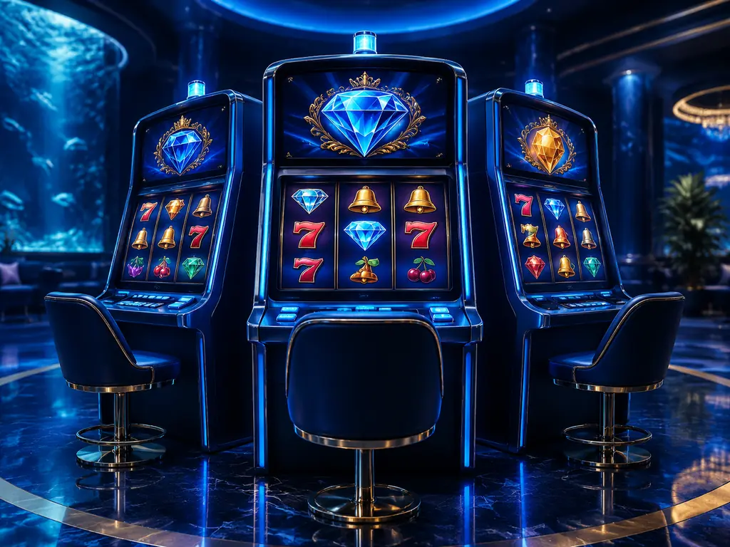 Mesin slot bertema permata dengan cahaya biru